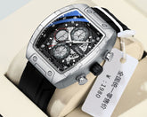 CHENXI ORIGINAL UNIQUE TRENDING STYLE WATCH WITH SILVER CASE BLACK STRAPS